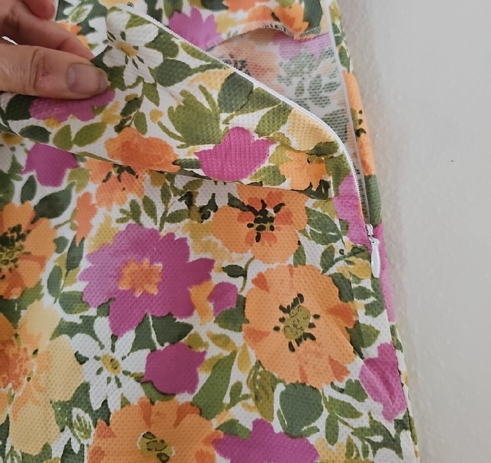 Jaclyn Smith Sz 10 Pastel Pink Warm Yellow Floral Skirt Mod Retro Cottagecore - Picture 5 of 9